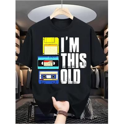 Ich bin So Alt Retro Tech T-Shirt Vintage Diskette VHS Kassette Grafik Lustiges Schwarzes T-Shirt 90er Jahre Nostalgie Kurzarm Geschenk