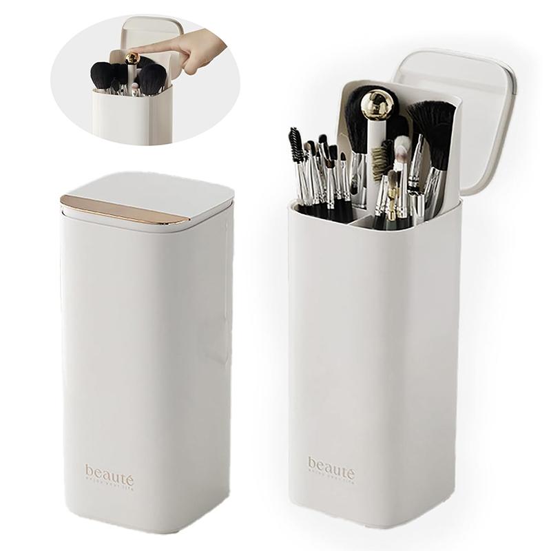 Automatic Lifting Makeup Brushes Holder Dustproof Makeup Brush Holder Desktop Makeup Tools Lipstick Eyebrow Pen Holder Container
