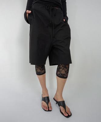 Nash Lace Layered Bermuda Pants Black