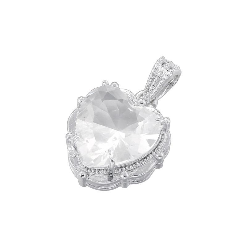 Πολυτελές Κρεμαστό Καρδιά από Χαλκό Ένθετο με Χρωματιστές Πέτρες, Υψηλής Ποιότητας Κρεμαστό Κοσμήματος σε Σχήμα Καρδιάς Ροδάκινου Vd1713