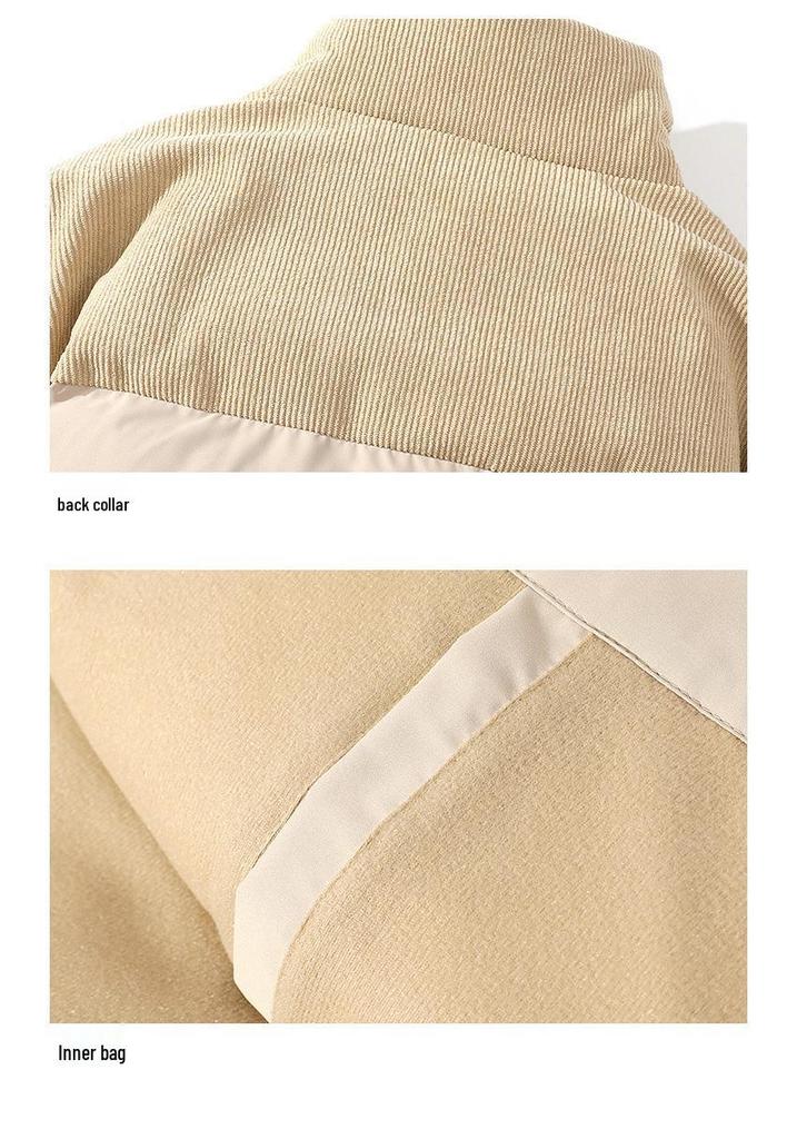 2025 Men's Trendy Color Block Puffer Jacket - Thick, Warm Cotton for Autumn/Winter.