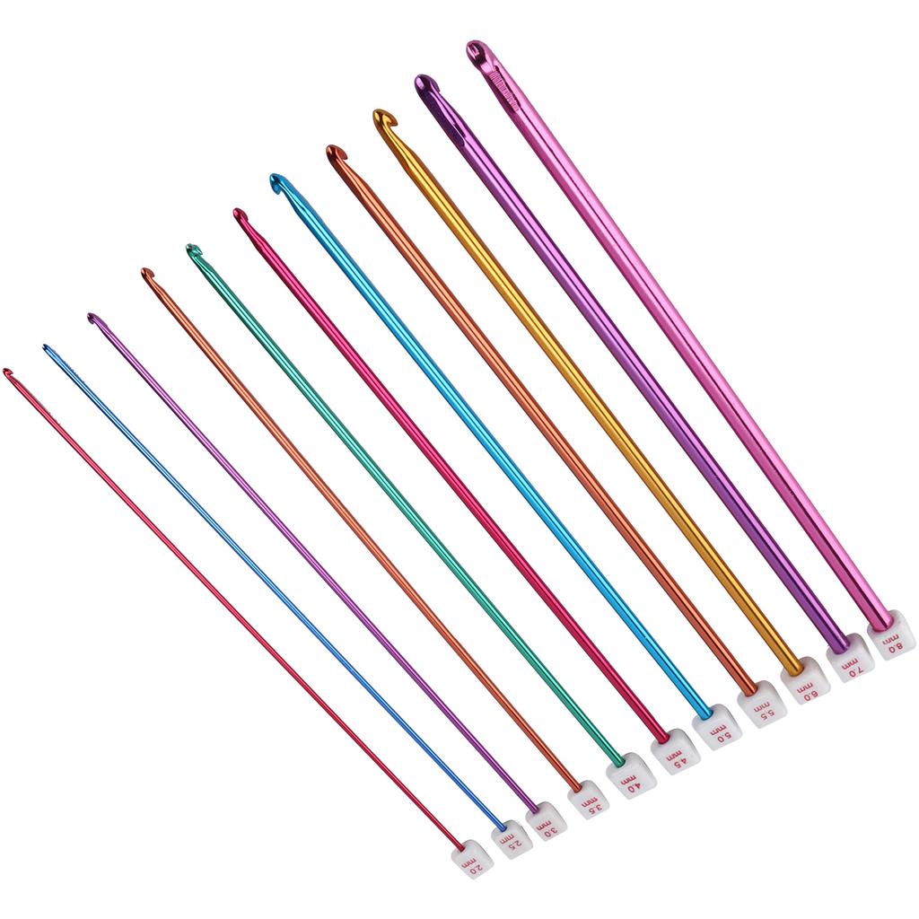 Häkelnadeln 2,0 mm - 8,0 mm Mehrfarbiges Aluminium Afghanistan Häkelnadel-Set für Anfänger Strickliebhaber