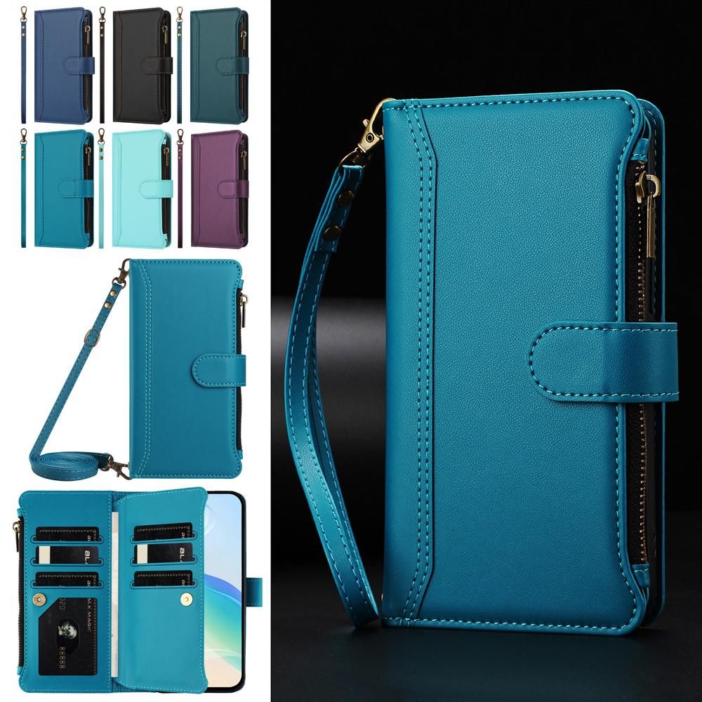 Card Wallet Phone Cover For ZTE Optus X Pro 2 X Value S2 Lite S2R S2E Z80 Ultra A504ZT Leather Case Wrist Strap Crossbody Shell