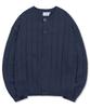 Xtonz Xtk178 Metal Button Round Knit Cardigan (Blue)
