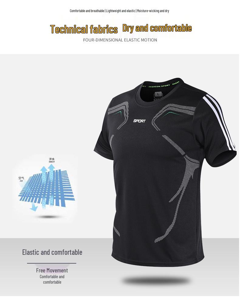 Men's Quick-Dry Short-Sleeve Sports Suit for Summer Fitness and Casual Running