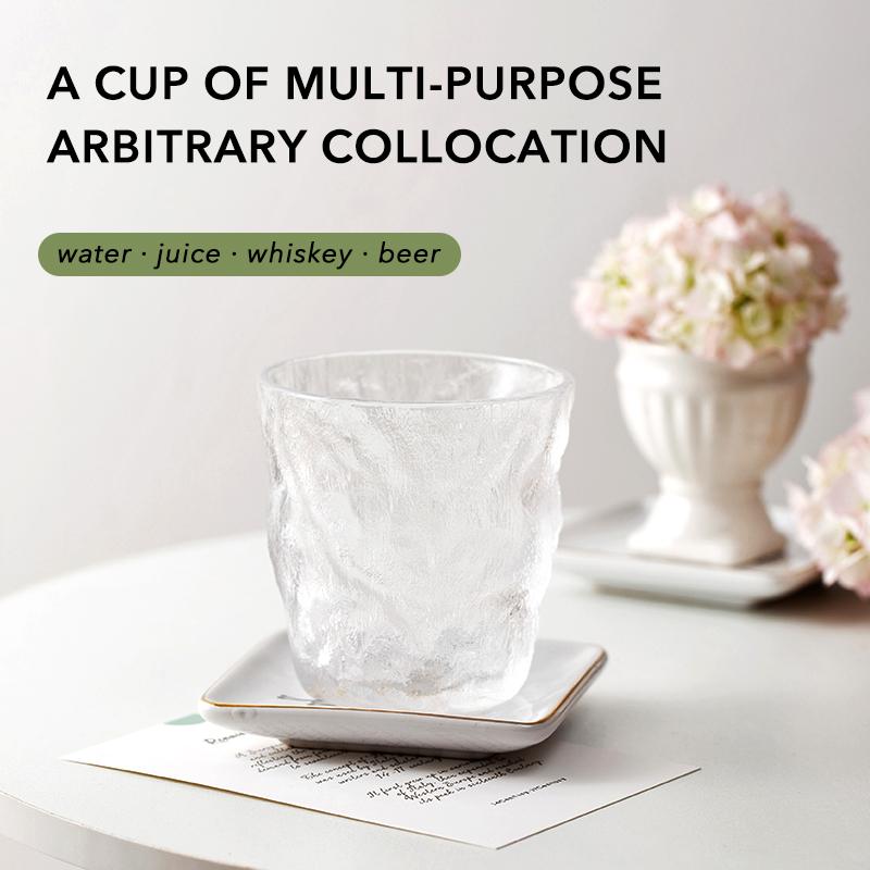 Romantic Water Glasses Tumblers Hammered Glacier Drinking Glasses Set for Juice,Coffee, Beer, Water, Cocktails, Whiskey