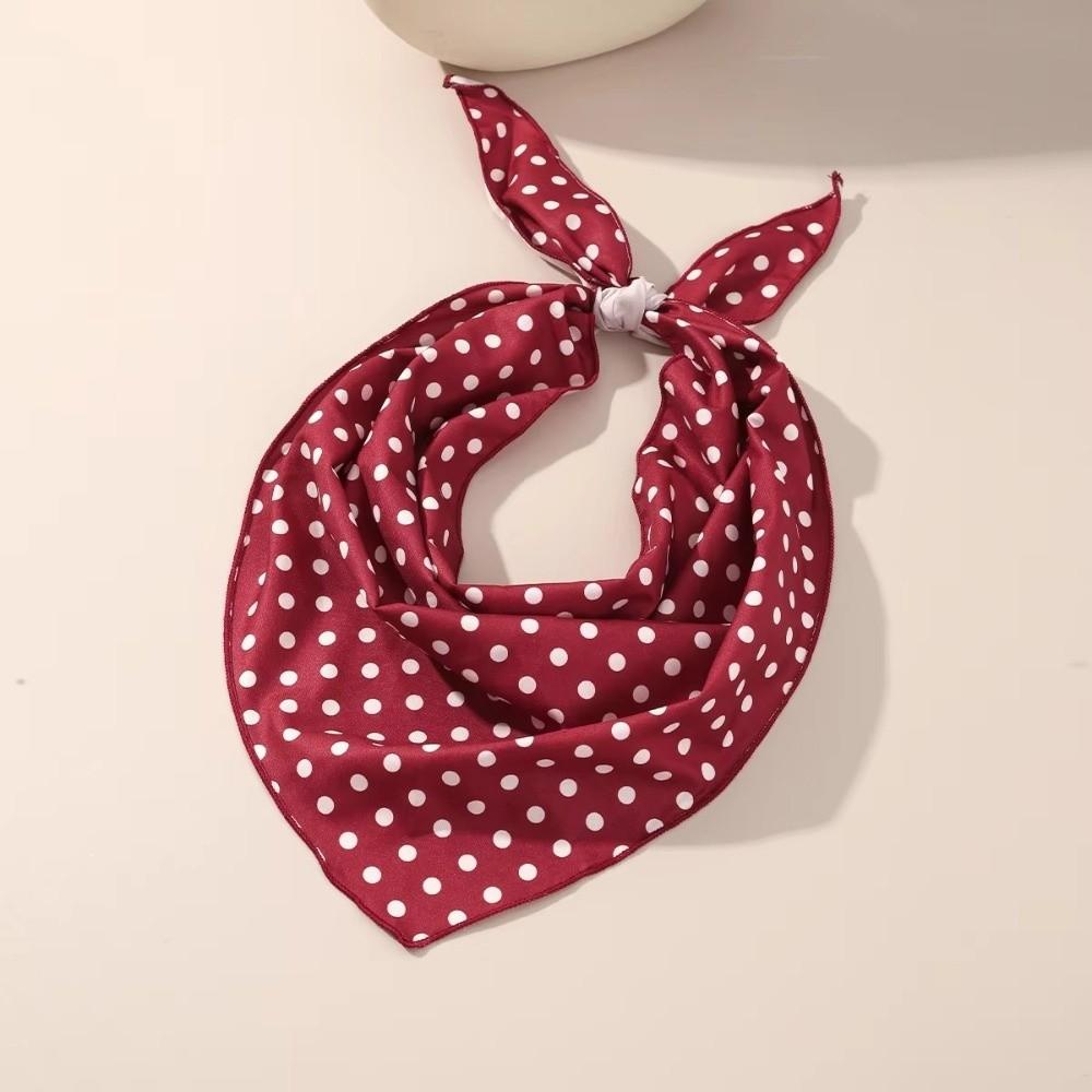 Thin Polka Dots Triangle Scarf Polyester Head Wraps Elegent Foulard Hair Band Women