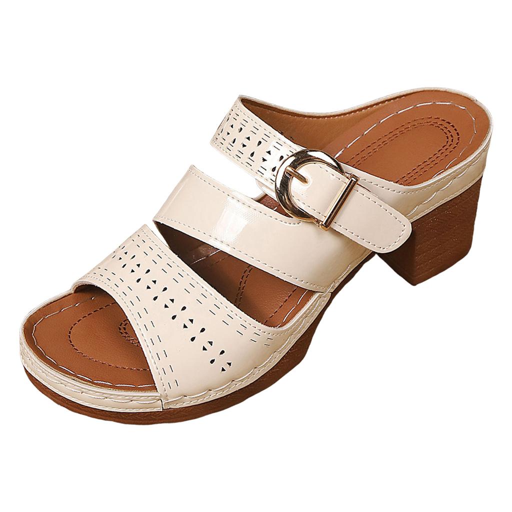 Dicke Damen-Fischmaul-Slipper mit Hohlmuster, modische und lässige Sandalen mit hohem Keilabsatz für Damen, Größe 13, Damen-Sandalen