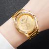 2PCs/Set Fashion Women's Stainless Steel Straps Watch Commuter Style Quartz Watch Bracelet Set Gold Rose Gold