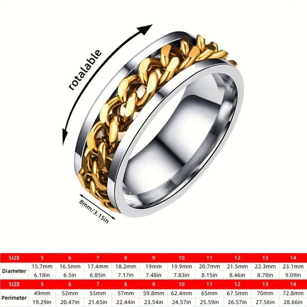 Men's Cool Rotatable Chain Ring, Casual Stainless Steel Finger Ring