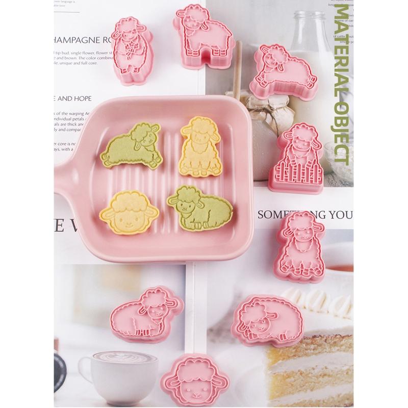 8 Pieces Cookie Cutters Sheep Shaped Biscuit Mold Kitchen Tools Food Grade Plastic Material Baking Supplies for Children