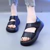 Sports Sandals Women's Summer 2025 New Fashion Outer Wear Leather Surface Heightened Thick-soled Muffin Shoes Soft Sole Non-slip
