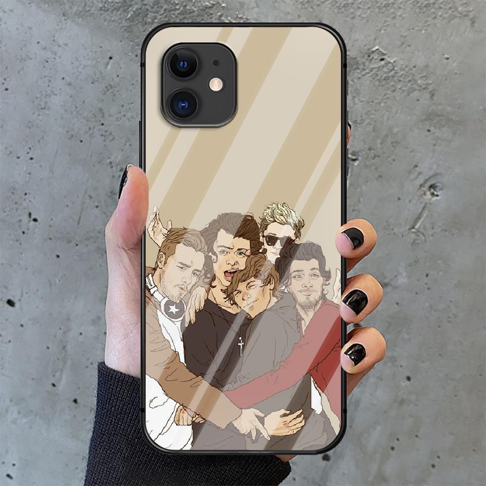 One Direction 1D Tempered Glass Phone Case Cover For IPhone 6 7 8 11 12 13 x xs xr pro max Plus Samsung Galaxy Xiaomi Redmi Tpu Hot 3D Cover