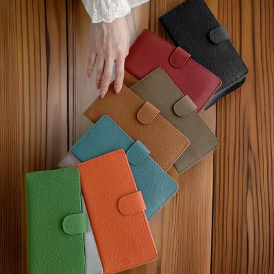 Women's Simple Card Holder Cowhide Button Long Wallet