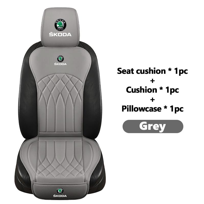 ADZ1 Car Seat Cushion Pad Leather Seat Cover Decoration Dust Proof Interior Accessories For Skoda Fabia Kodiaq Kamiq Superb Yeti