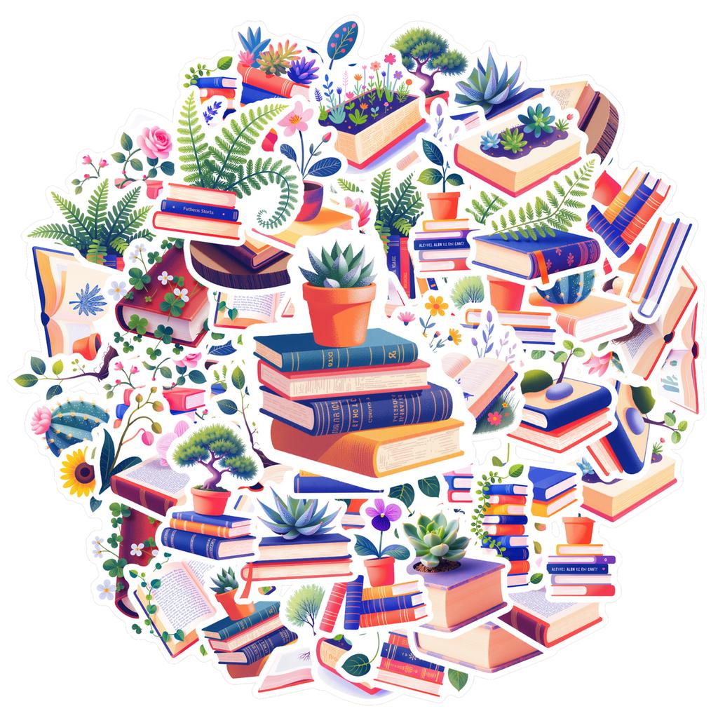 35-100pcs Enchanting Book Plant Stickers Graffiti Decals Phone Guitar Laptop Notebook Suitcase Waterproof Sticker