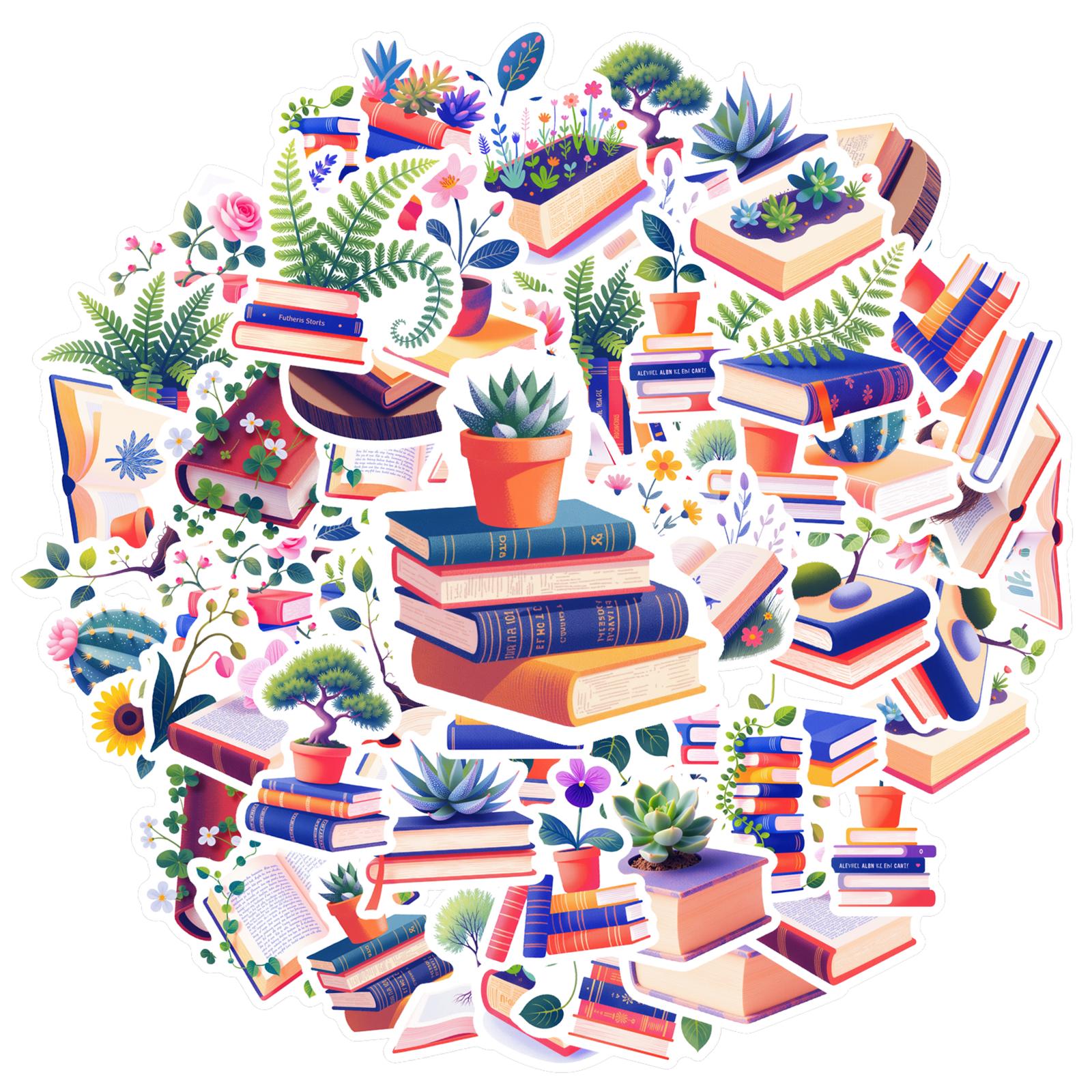 

35-100pcs Enchanting Book Plant Stickers Graffiti Decals Phone Guitar Laptop Notebook Suitcase Waterproof Sticker
