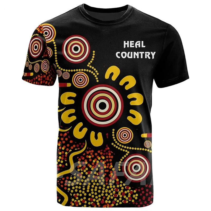 Australia Aboriginal Lizard Sunshine Pattern 3d Print Tshirts Street Casual O Neck T-Shirt Men Women Harajuku Short Sleeve Tops