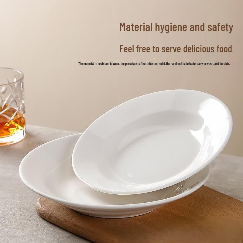 Zhilis Pure White Ceramic Flat Dinner Plate