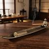 Boat Shape Incense Holder Old Men Fishing Traditional Incense Censer Metal Zen Style Aromatherapy Ornament Meditation Space