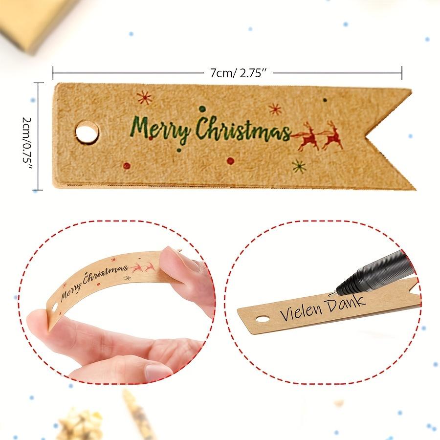 Small Christmas Gift Tags,Christmas Gift Tags,Small Merry Christmas Tags,Kraft Paper Gift Tags with Rope Packaging Hang Tag Card