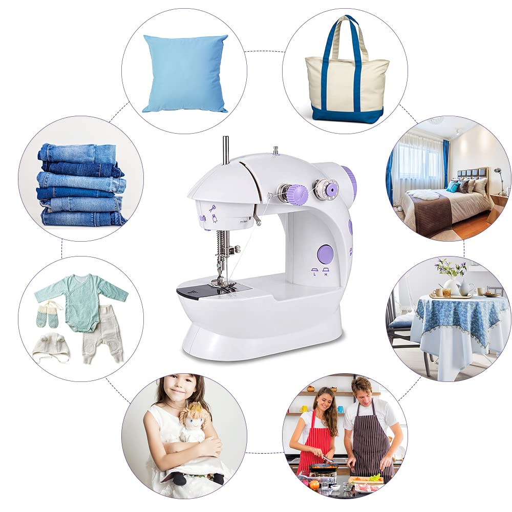 WENMILY Portable Sewing Machine Mini Home 2-Thread 2-Speed, Compact Electric Sewing Machine for Beginners (DIY) with Japanese Instruction Manual