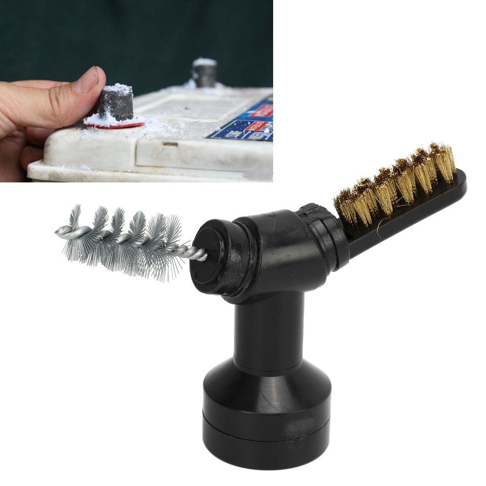 2PCS ABS Handle Battery Terminal Cleaner Hard/Soft Brush Car Battery Cleaning Tool  Auto Shop