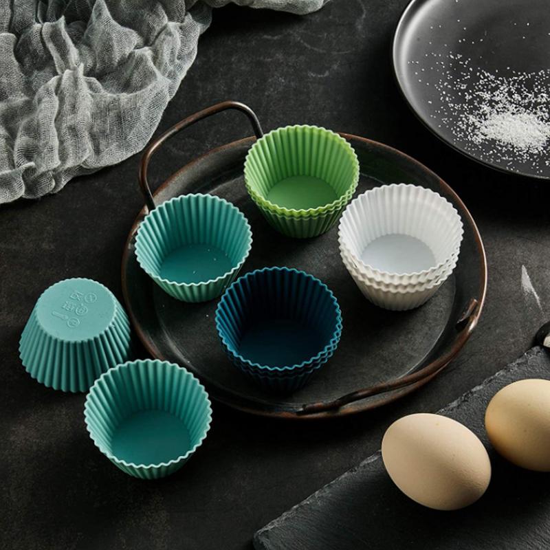 12/24Pcs Silicone Cake Mold Round Shape Muffin Cupcake Baking Molds Pudding Jelly Cup Pastry Home Kitchen Bakeware Bpa Free