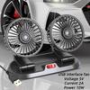 5V Dual Head USB Car Cooling Fan - 2 Speed Adjustable Wind Regulation Auto Cooler Accessory