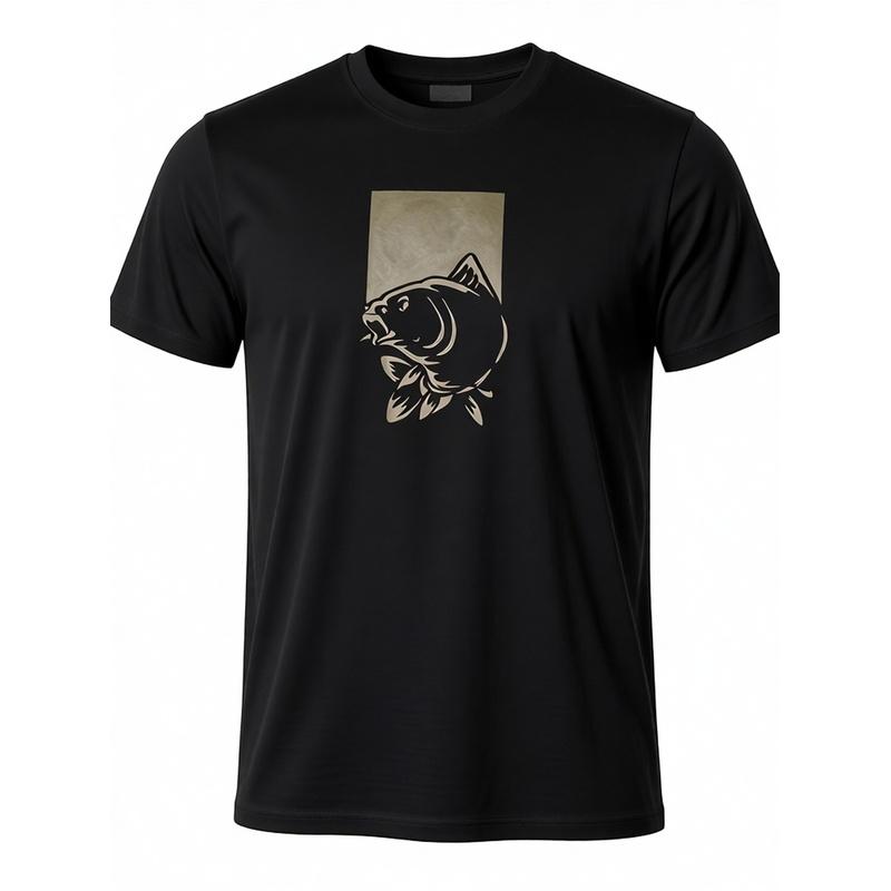 Nash unisex 2025 New Release Black T-Shirt with Fish Logo & Slogan - Casual Round Neck Short Sleeve Shirt, Machine Washable All-Season Fit Suitable S разноцветный