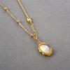 Retro Metal Pleated Copper Plated With 18K Real Gold Inlaid With White Shells, Simple Temperament Versatile Earrings Necklace