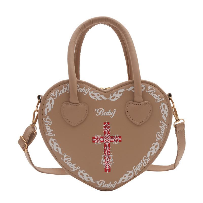 Trendy Heart-shaped Handbag For Women Street Style Versatile Fashion Pu Bag