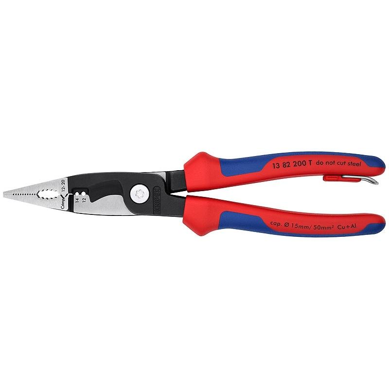 

Электрические плоскогубцы Knipex 6-в-1 200 мм Фосфатированные 2-comp Ручки Люверс для страхования