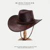 Klassischer Western-Cowboyhut für Männer & Frauen | Sonnenschutzkappe aus Kunstfilz-Leder | Leichter Reisehut zum Wandern, Strand