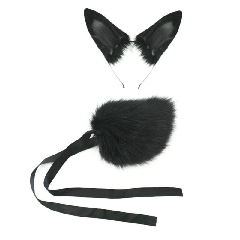 Faux Furs Tail Bunnies Ears Headband Halloween Cosplay Costume Bunnies Ears Hairband Bunnies Tail Bunnies Costumes