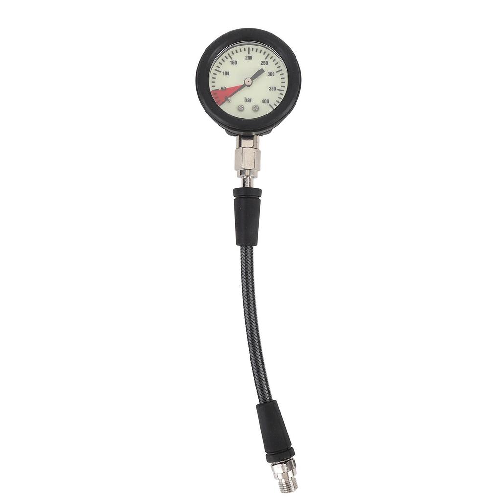 Diving Pressure Gauge with Carbon Fiber Woven Hose Diving Night Glow Pressure Gauge for BCD Regulator 15cm   5.9in