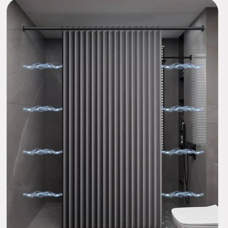 Heavy Duty Magnetic Shower Curtain Linen Blend Anti-Mildew Water Repellent Weighted Hem Bath Partition Curtain Standard Shower
