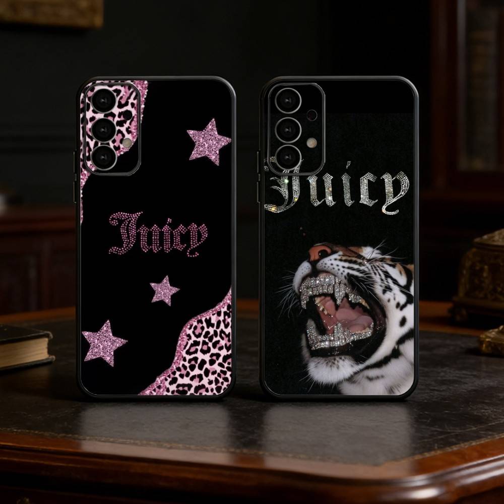 J-Juicy C-Couture Chic Girly Phone Case For Samsung S25,24,23,22,30,21,10,9,Ultra,Plus,Lite Soft Black Case