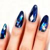3D Iridescent Electroplated Metal Glossy Blue Almond False Nails