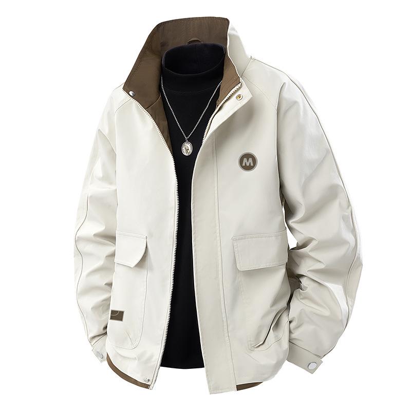 Men's Versatile Casual Stand Collar Jacket - 2025 Spring/Autumn, Loose Fit, Plus Size, Trendy Waterproof Workwear.