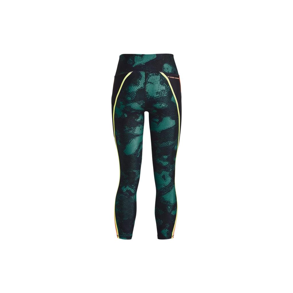 Under Armour Project Rock Printed Compression Capri Pants Women Bottoms Teal 1377954-722