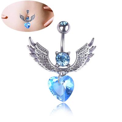 Europäische und amerikanische Mode Kristall Zirkon Flügel Nabel Ring personalisierte Edelstahl Nabel Nagel Trend Edelstahl Nabel Schnalle 