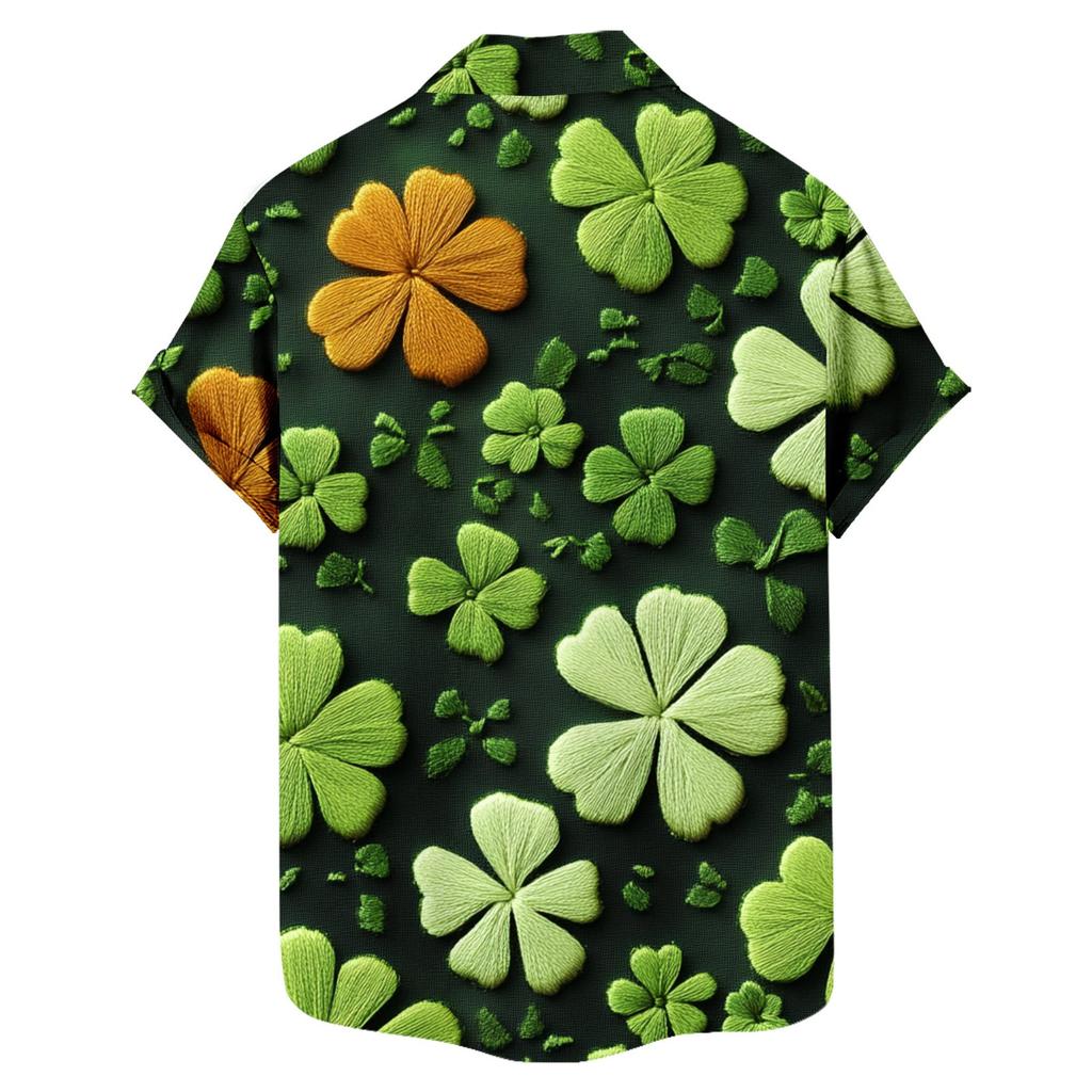 Men's Casual Short-sleeved Shirt Slim Fit Stylish Men's St. Patrick Print