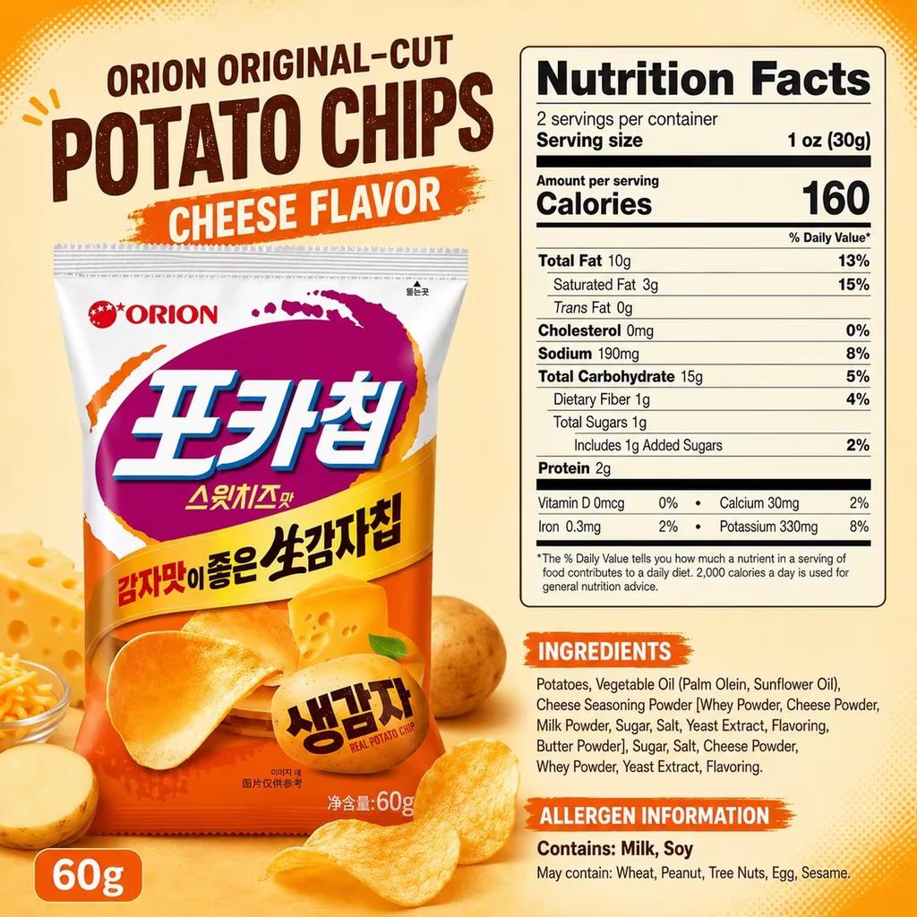 Orion Original-Cut Potato Chips Cheese Flavor 60g