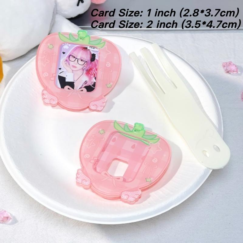 Cute Fruits Photo Frame Cartoon Strawberry Photocard Holder 1 Inch 2 Inch Kpop Idol Card Sleeves Apple Acrylic Protective Case