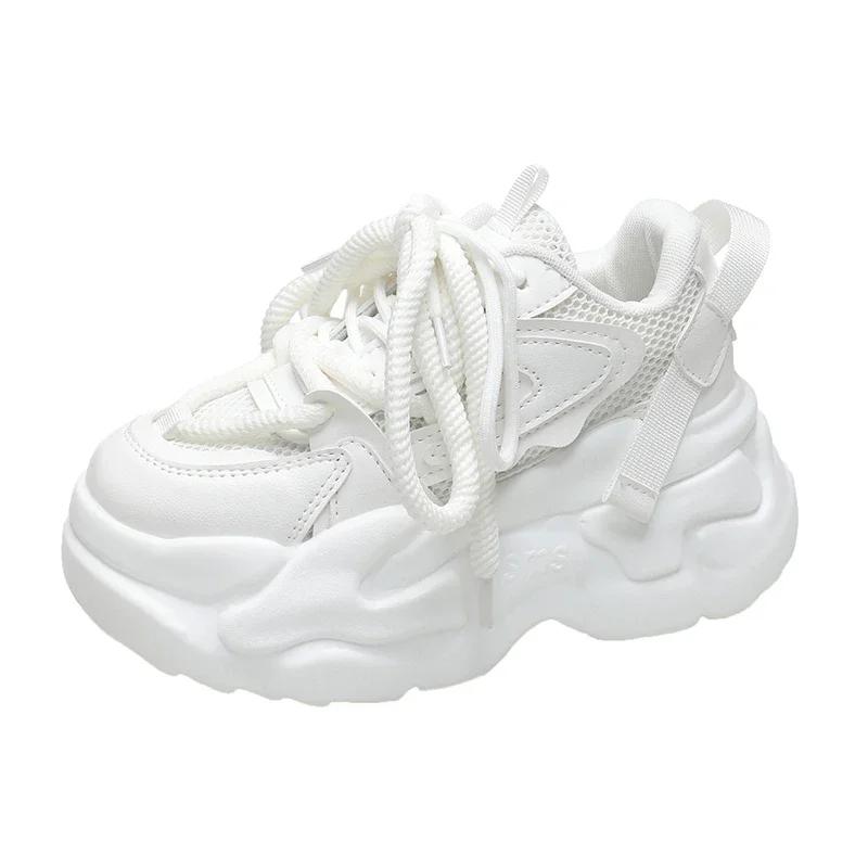 

Fashion Fashion High Platform Sneakers Women Spring Autumn Lace Up Comfort Ventilate Non-slip Wedges Height Increasing Shoes Footwear 35 белый