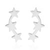 Stainless Steel Five-Pointed Star Moon Stud Earrings - Versatile Fashion Cartilage Jewelry