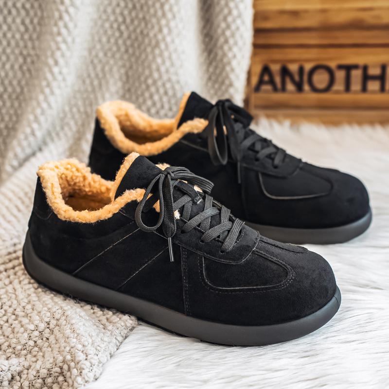 Men's Cotton Padded Flats Winter Snow Boots Warm Fur Fleece Lined Ankle Boots Anti-Slip Outdoor Platform Casual Board Shoes 2026