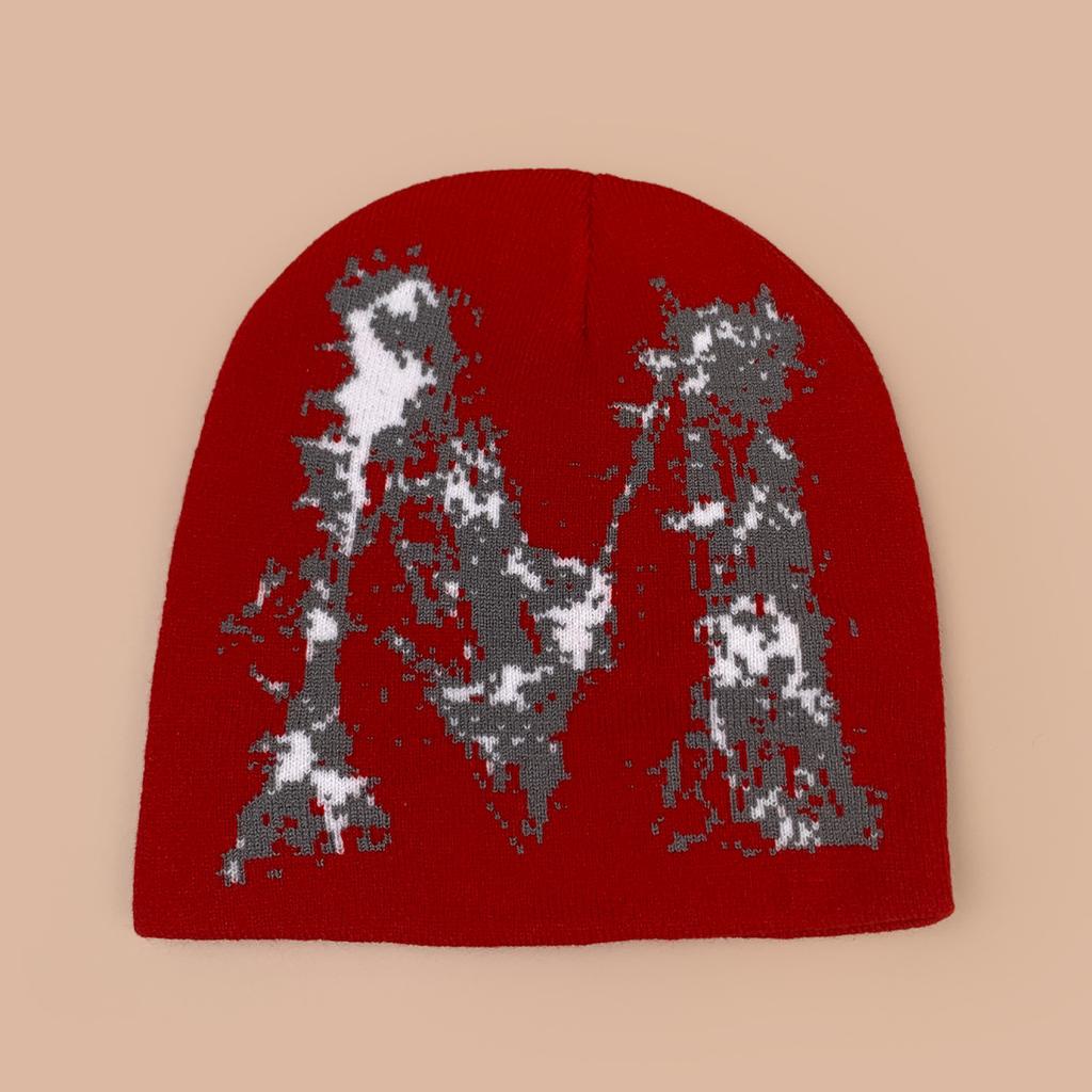 Autumn and Winter European and American Style Jacquard M Letter Knitted Hat Men and Women Warm Retro Street Ins Hip Hop Pullover Hat
