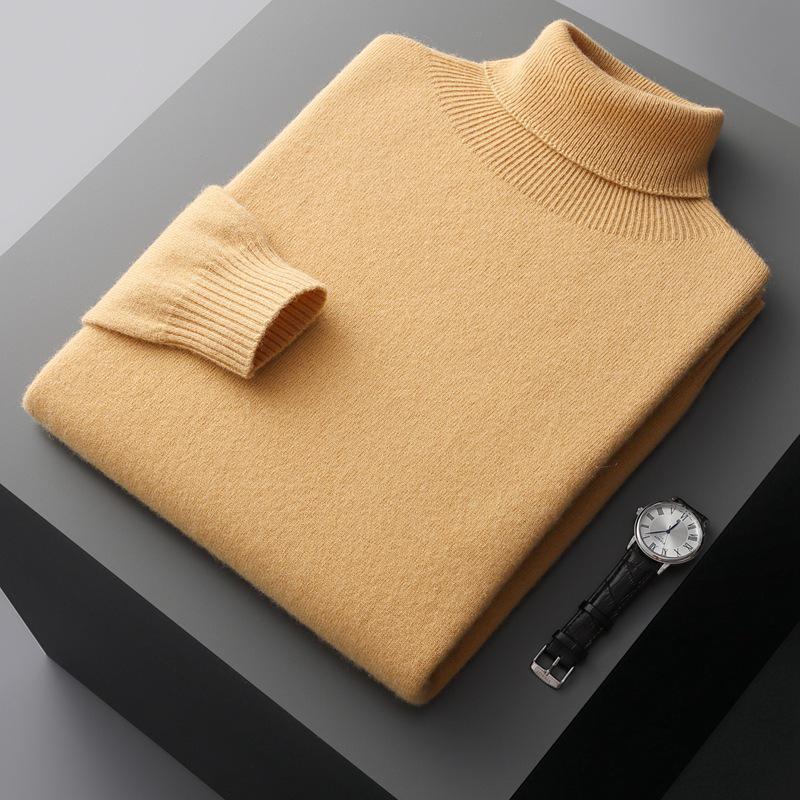 Men s High-Neck Cashmere Pullover Sweater, Autumn/Winter 2025, Loose Knitwear. Large